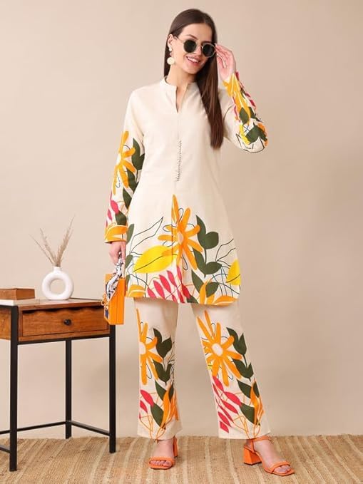 Embroidery Kurta & Wide-Leg Pants